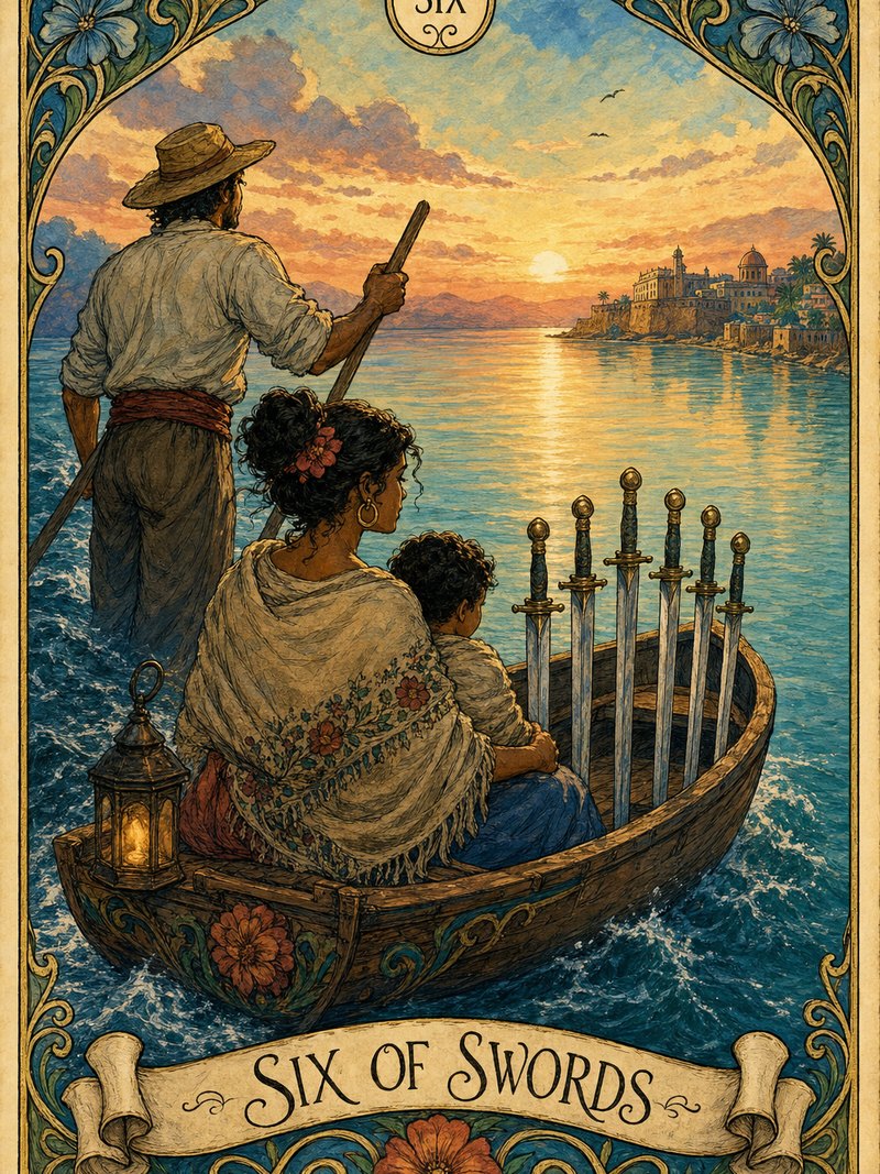 Six of Swords tarot card.